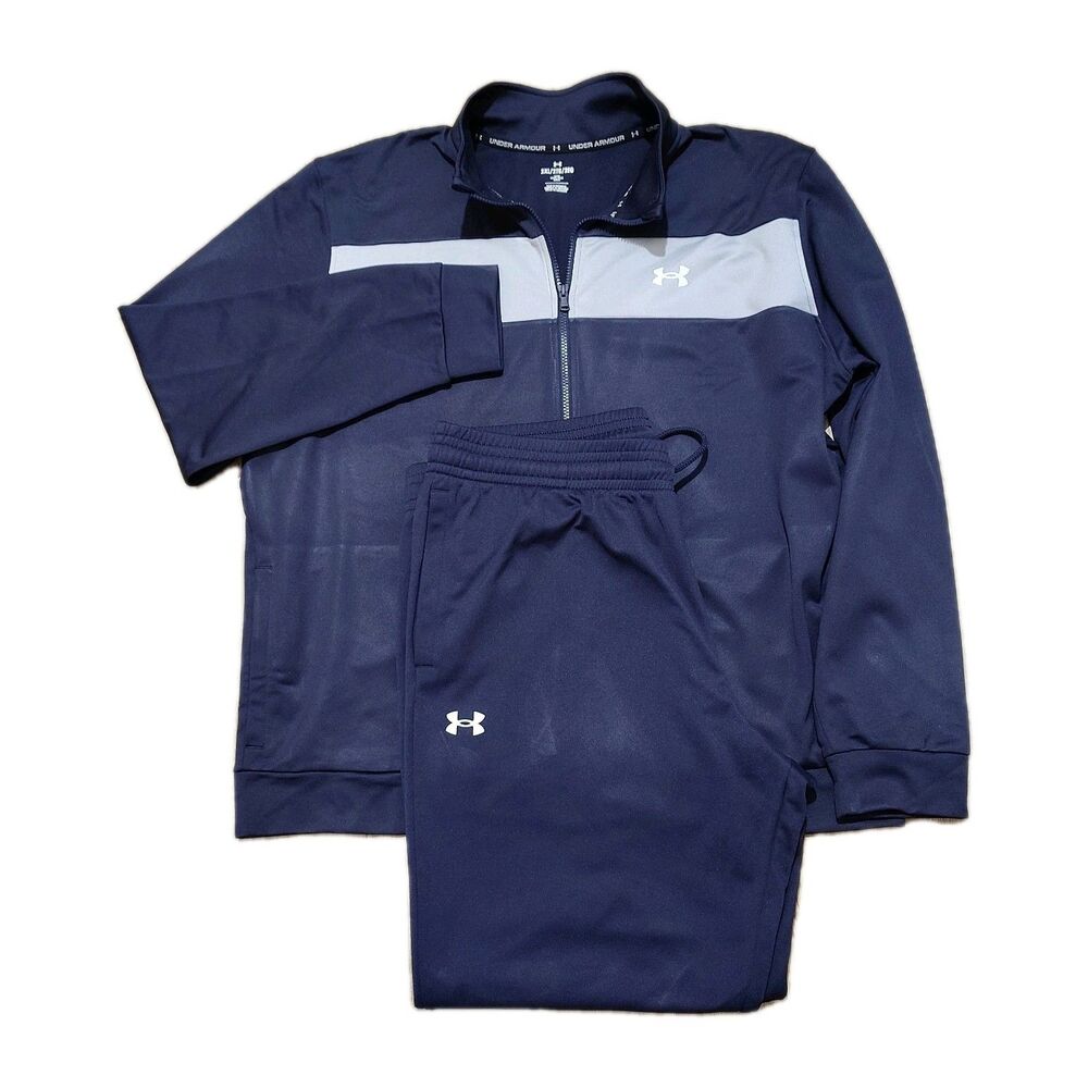 Under Armour Men's XL Track Suit SET Navy Blue Gray Jacket Pants Training